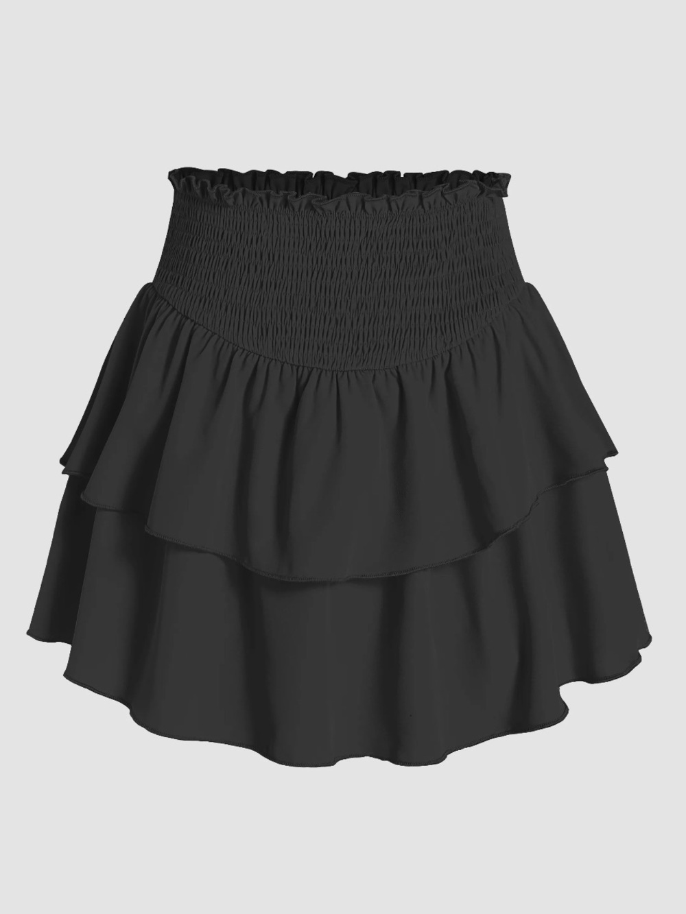 NWOT CIDER WOMENS SHIRRED RUFFLE TIERED SKORT-Size L-Black